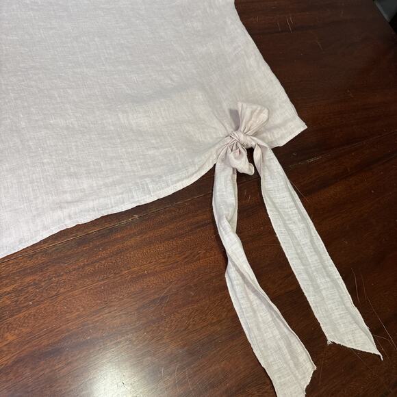 Pistache Italian Linen Short Sleeve Blouse L/XL Pink Relaxed‎ Lagenlook Coastal - Picture 5 of 7